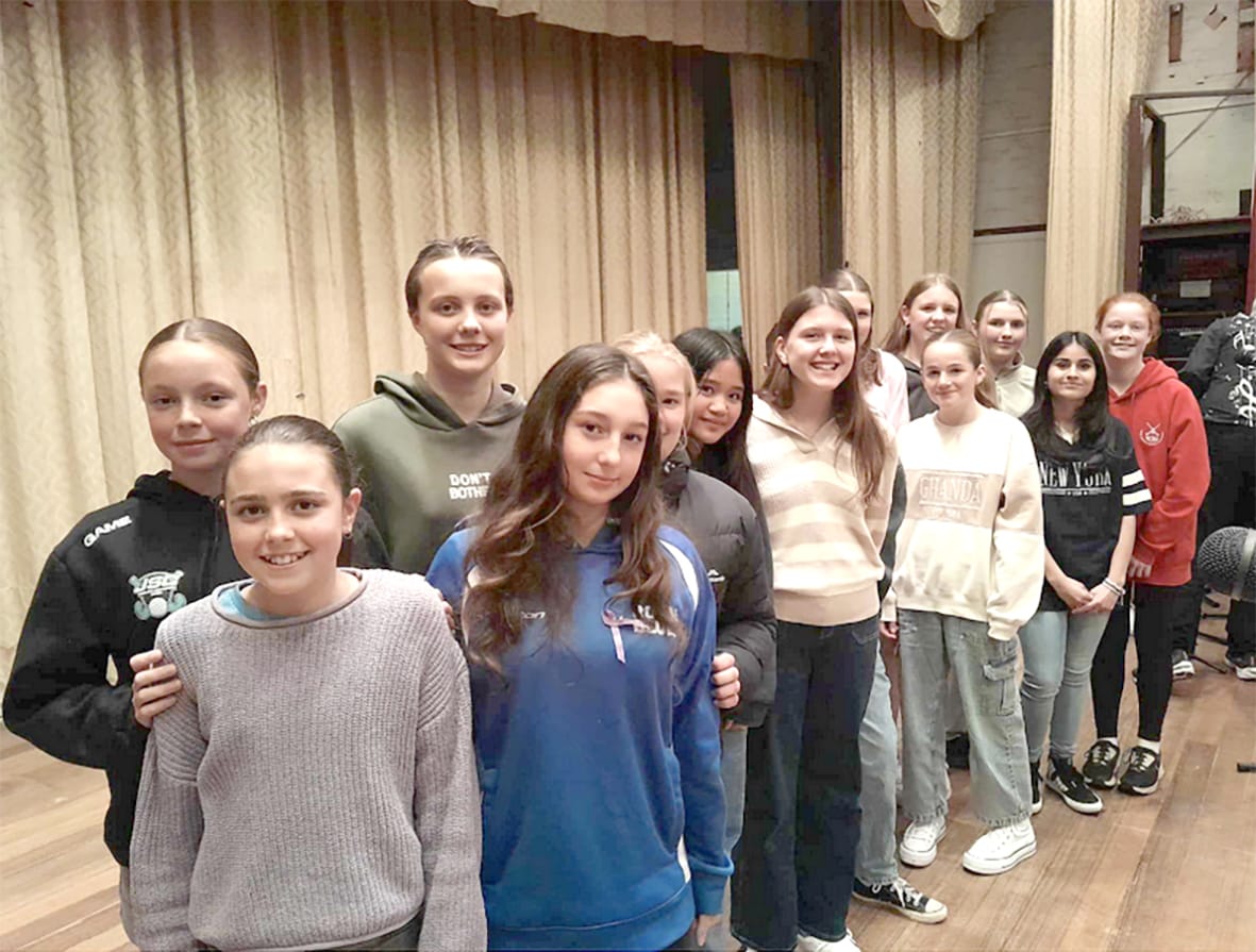 High School choir: left to right: Nevaeh Pearse, Layla Hepworth, Eliza Rotherham, Jaz Anderson, Kailie Krause, Shaine Mansibang, Maya Funcke, Patience Beavis, Shanae Rotherham, Evie Donnellon, Arleea Sarre, Ekam Singh and Victory Davis.