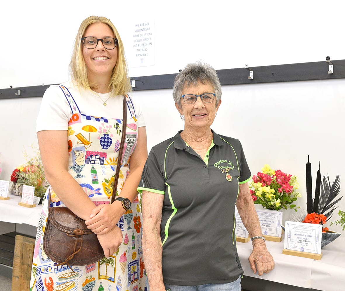Enjoying the extensive floral and produce displays were Hayley Start (left) with Pavilion Secretary, Aileen Allan (right). Aileen said the floral entries had been “amazing” considering the recent weather conditions. 