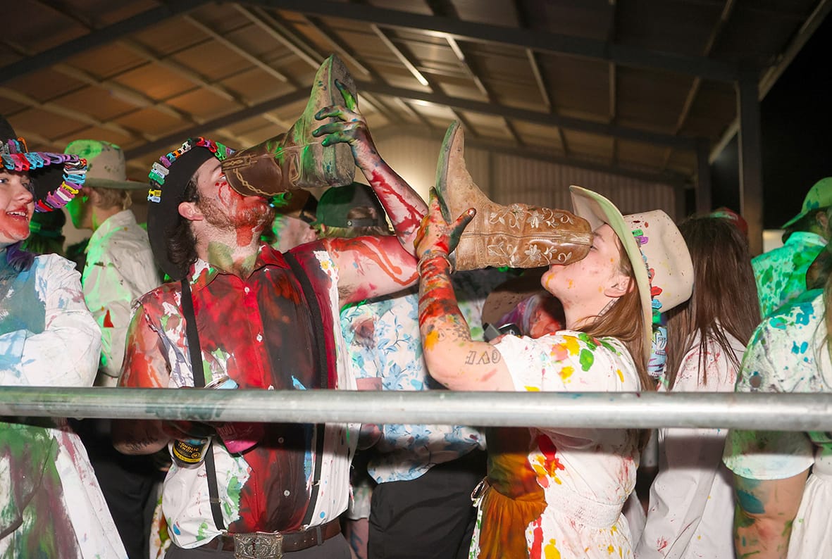 B‘N’S revellers do a “shoey”.