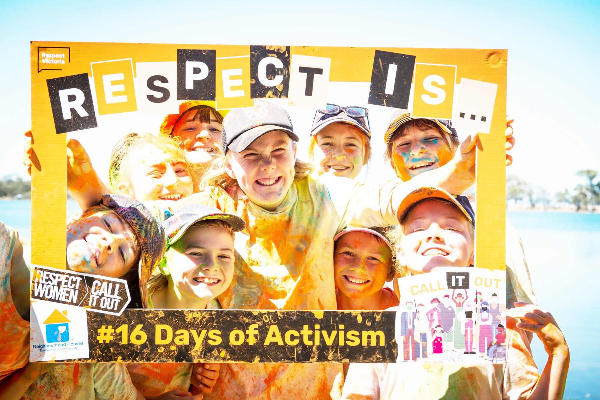 Charlton colour run participants included, from left, Jye Roberts, Sheena Fitzpatrick, Clancy Bourke, Poppy Fitzpatrick, Isaac Bourke, Elise Fitzpatrick, Murphy Fitzpatrick, Amali Fitzpatrick and Rosie Fitzpatrick.