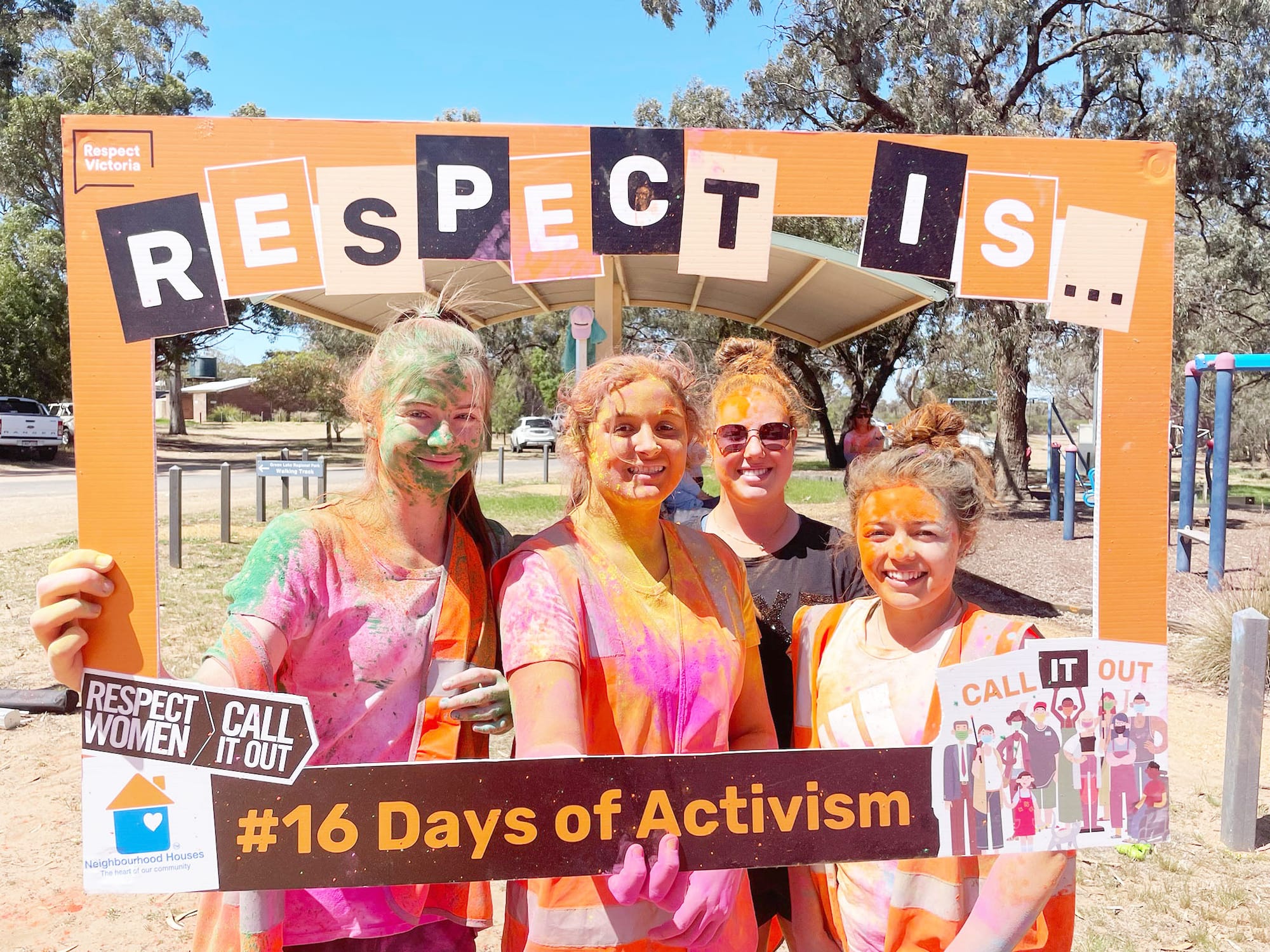 Involved in the Sea Lake colour day at Green Lake were, from left, Kate Alday, Jada Symes, Lily McClelland and Keely Griffiths.