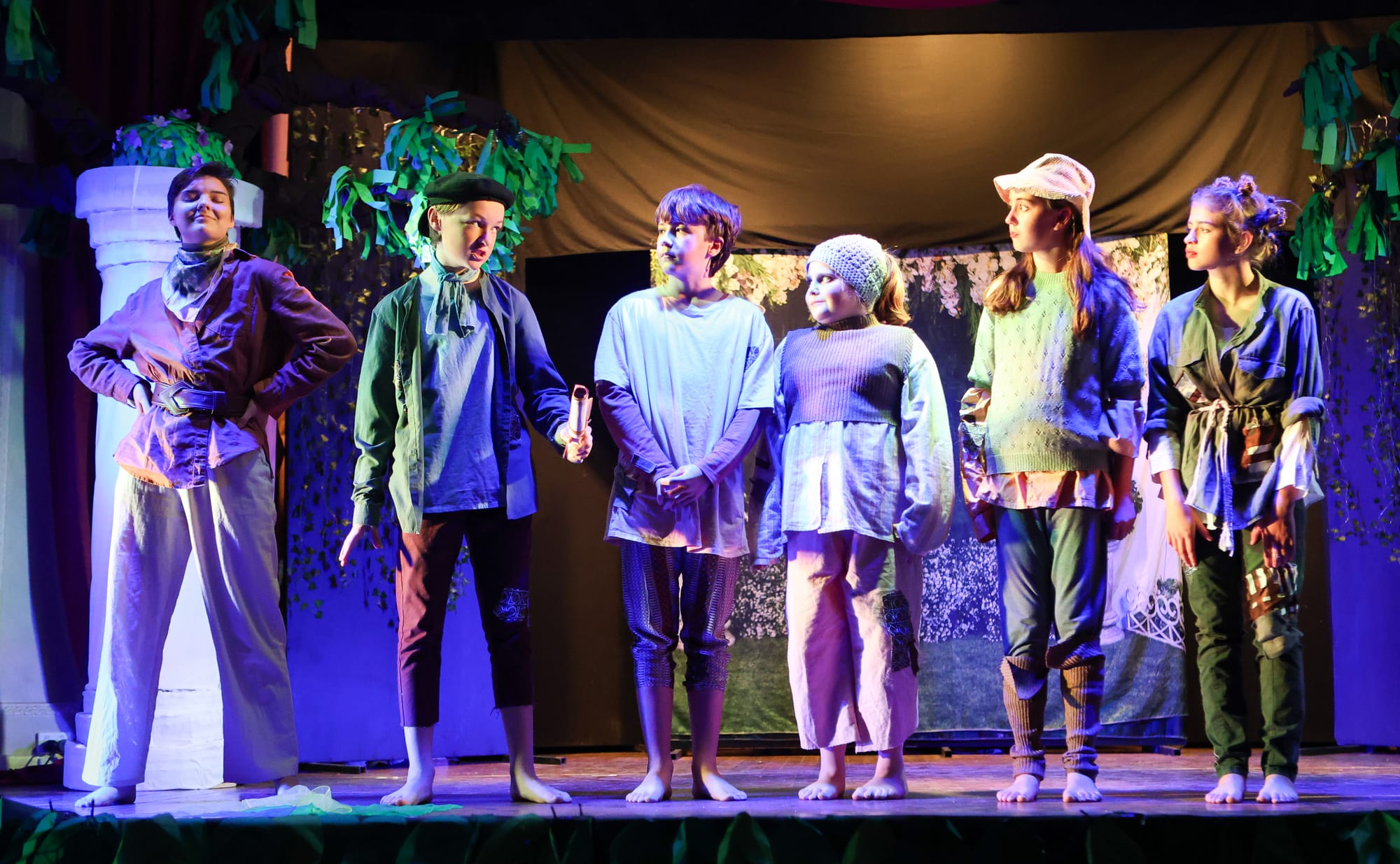 Performing the 'play within the play' are Eliott Bidstrup, Michael Darby, Jed Coffey, Chloe Cross, Tilly Hogan and Indya-Rose Atkinson.