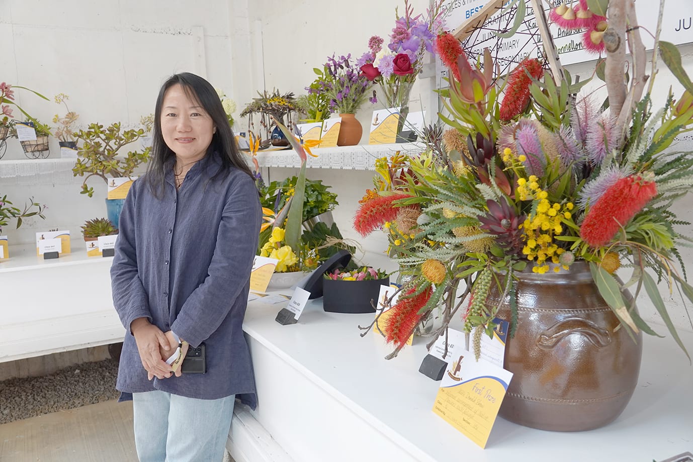 Taking the pavilion by storm was Ting Li Yan’s amazing floral entries. –Photo Jodie Drake.