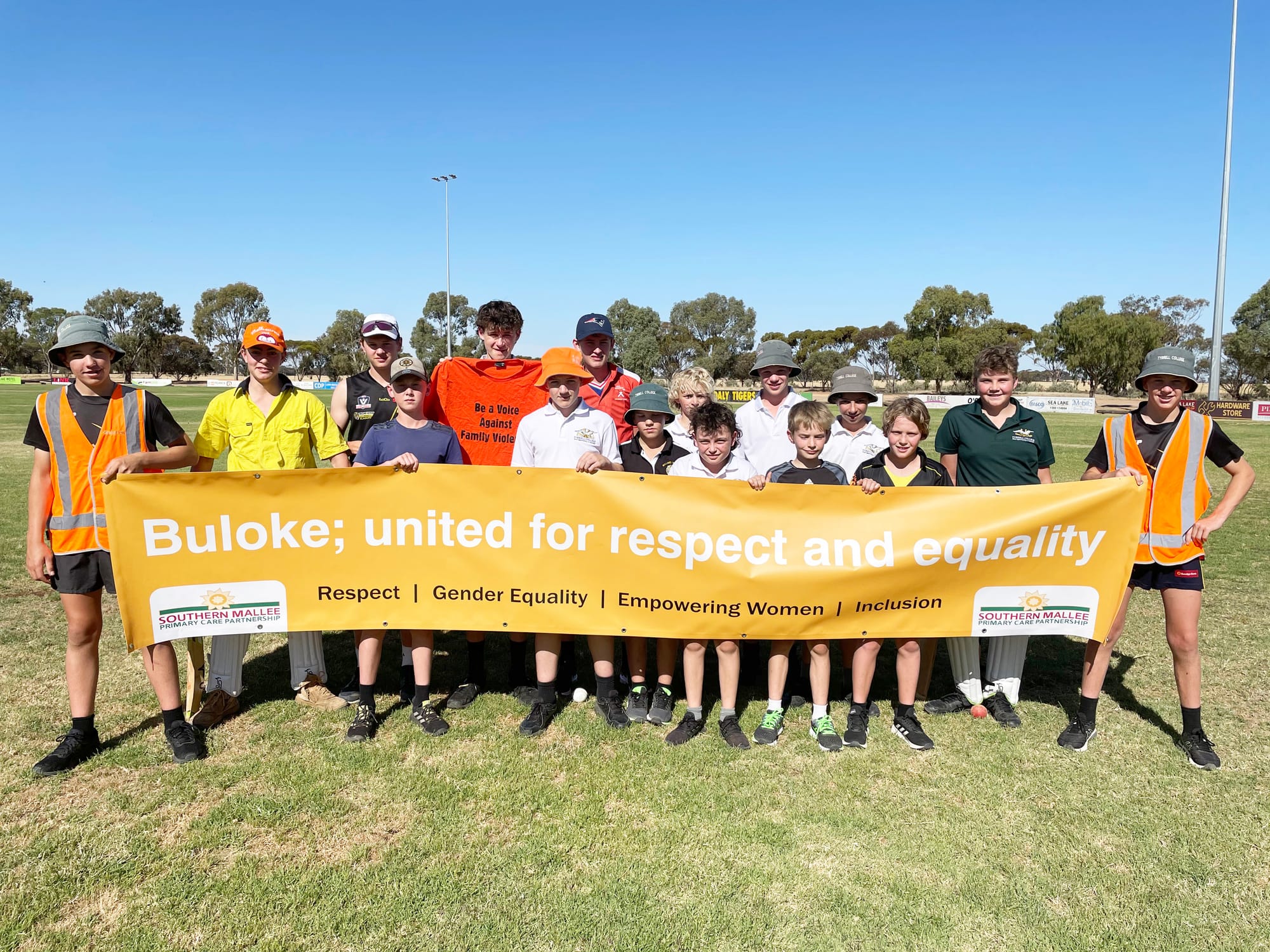 Walkers at the Sea Lake Community Centre oval: Left to right: Lance McClelland, George Simpson, Sol Kelly, Judd Durie, Chase Tait, Jed Daniels, Isaac Durie, Nate McClelland, Brodie Kelly, Jacob Cox, Noah Barbary, Cooper Kelly, Hugo Warne, Angus Renney and Thomas Cox. 