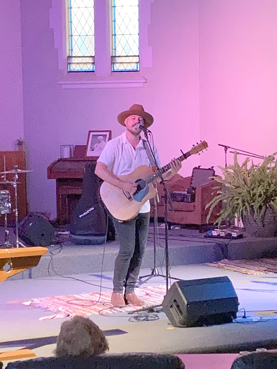 Taylor Sheridan at the Watchem Church show on January 11.