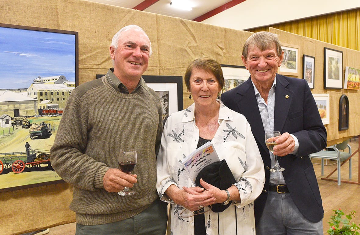 Enjoying the pre-show viewing are: (left to right) Trevor McGurk with Maureen and Lloyd Paterson.