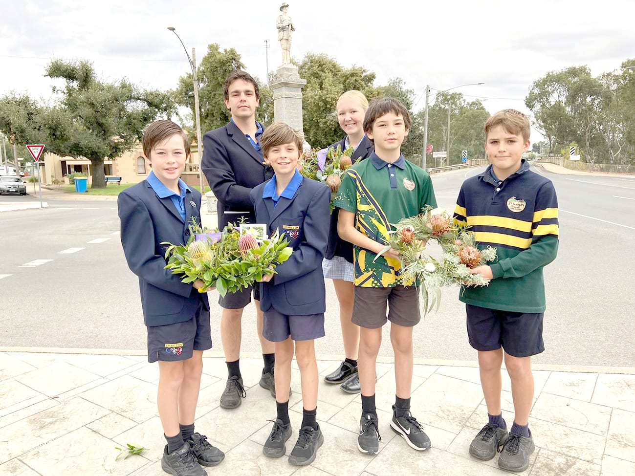 Youth involvement continues to be an important part of the ANZAC ceremony with school representatives pictured (back, left to right)) Fletcher and Emmersyn (front, left to right) Tom and Tom with Daniel and Toby.