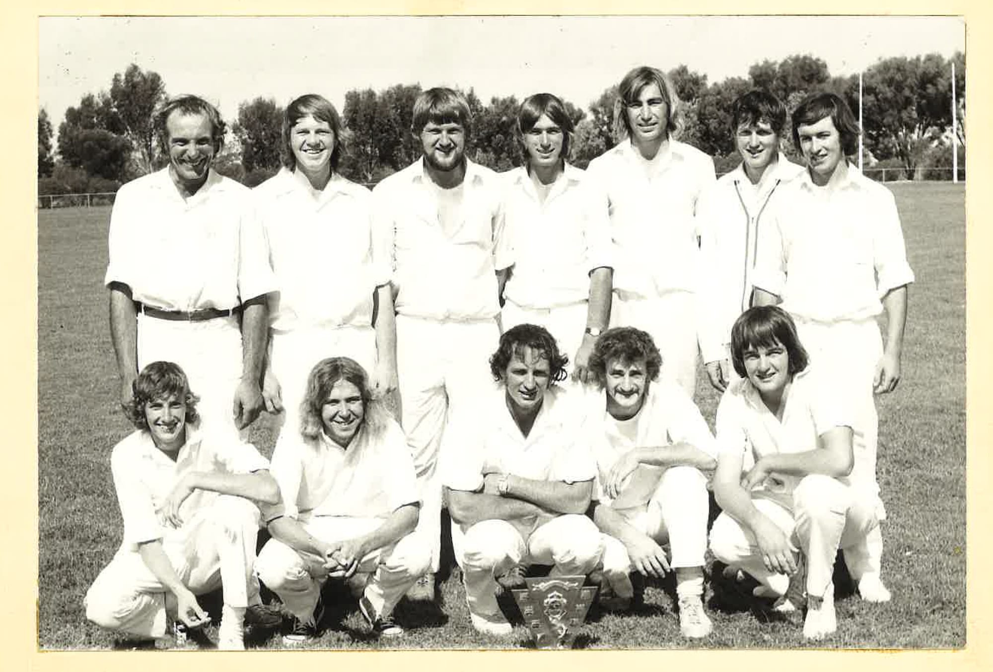 Litchfield-Watchem Cricket Club Donald District Cricket  Association premiership team 1973-’74: Back row, left to right, Kevin Dickeson, Colin Whiting, Peter Vogel, Terry Green, Ronald Green, Robert Loats, Andy Griffiths. Front: Stephen Lowry, Bruce Dunn, Ross Loats (captain), Brian Carrodus (vice-captain), Ross Nunn.