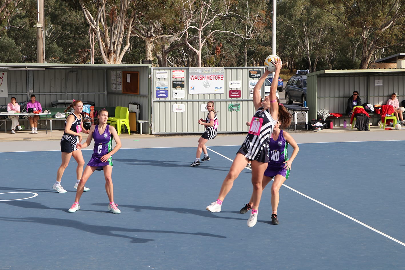 A” grade. Charlton’s WA, Claudia Lee, leaping for a pass in front of her Birchip-Watchem defender, Sophie Noonan.