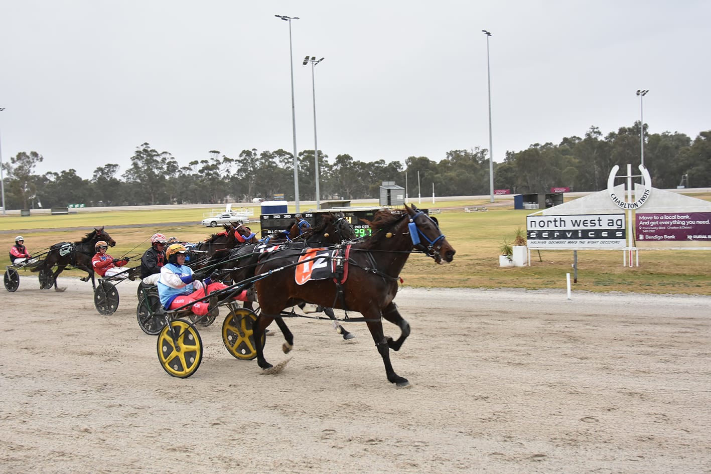 The finish of the Graeme Hayes Real Estate Challenge, Final Steel Ruler, driven by Jack Laugher, defeats Fourth In Line, driven by Michael Bellman. In third place, Soar, driven by Jackie Barker.