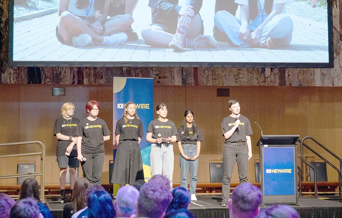 Eliott pitches his idea “The Bigger Picture” at Parliament House.