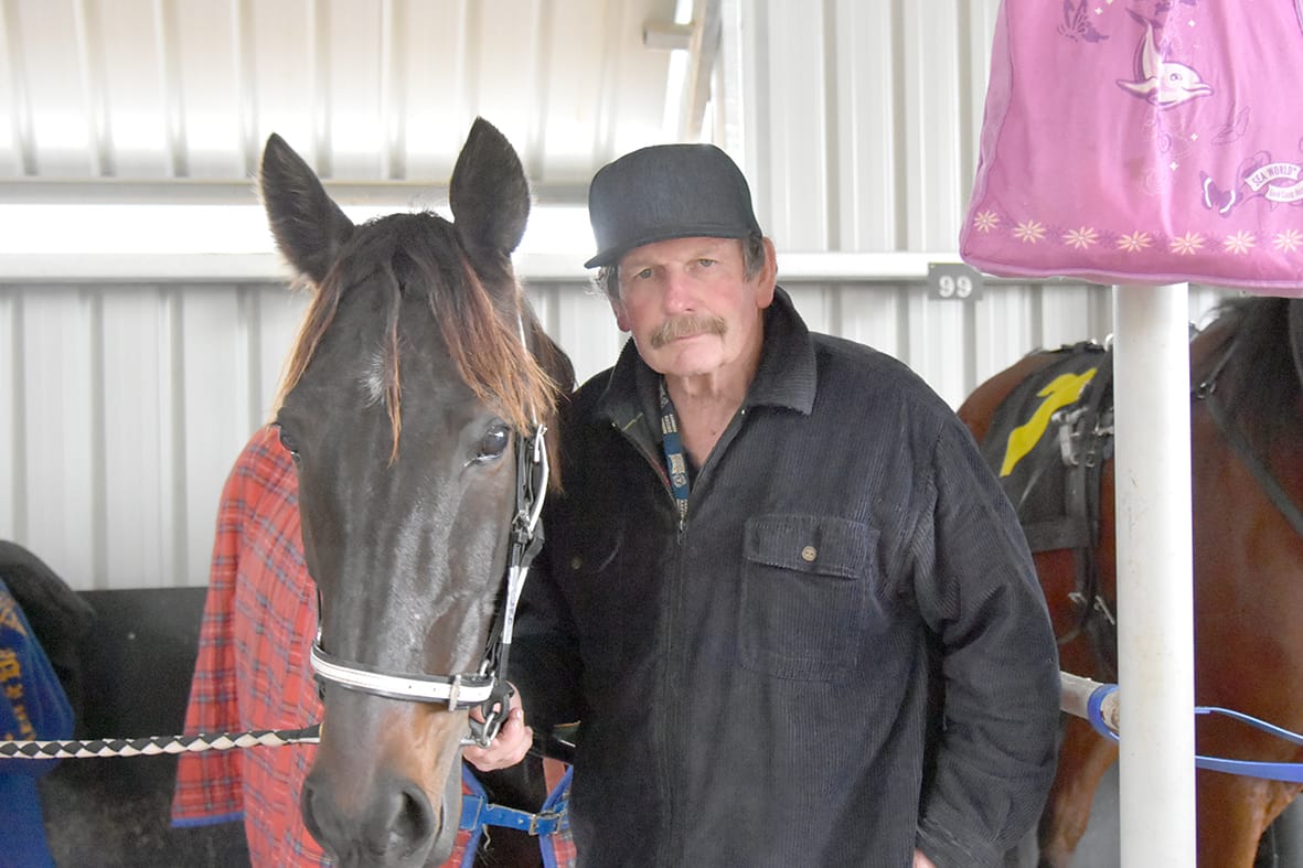Birchip trainer Gary Living, with a Rocknroll Jet at Charlton. Last week he trained a winning double at Swan Hill, with the only horses he trains, A RocknRoll Jet and Stylish Gem.