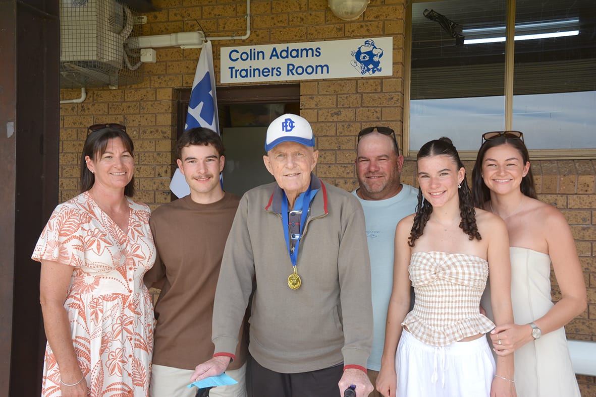 Colin Adams with his Donald family, from left: daughter-in-law Sara, grandson Jett, son Marc and grandaughters, Milla and Kayla.
