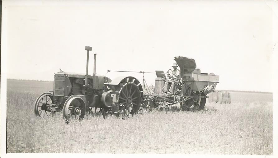 Ian Elder harvesting at “Elderslie” in 1950.