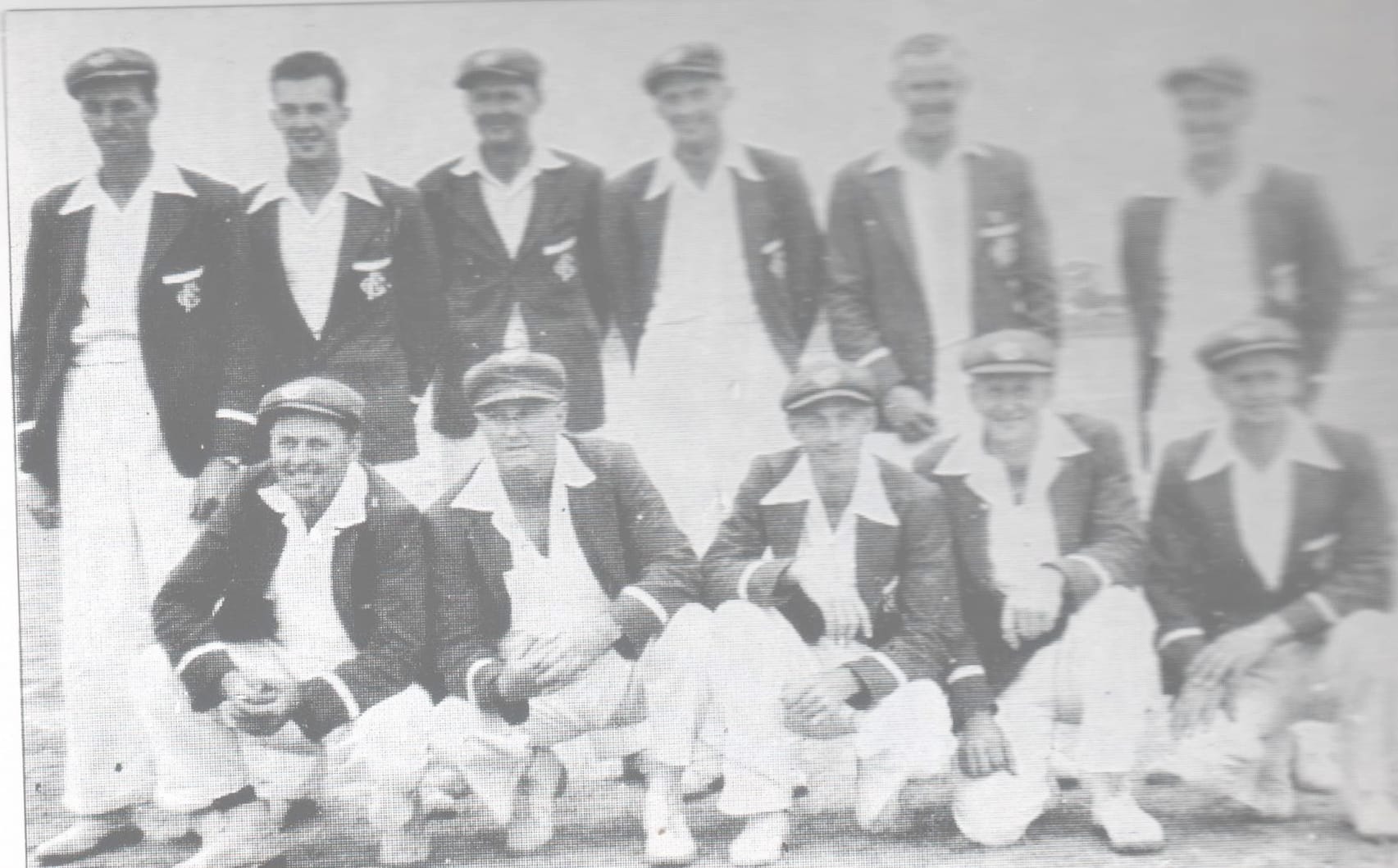 Granite Flat Cricket Team, 1949/’50: Back row, left to right, Aubrey Bish, Bob Ower, Gordon Bish, Ian Bish, Norm Bish, Frank Bish. Front row: Keith Bish, Bill McEwen, (captain), Howard Bish, Harold Bish, Earle Bish.