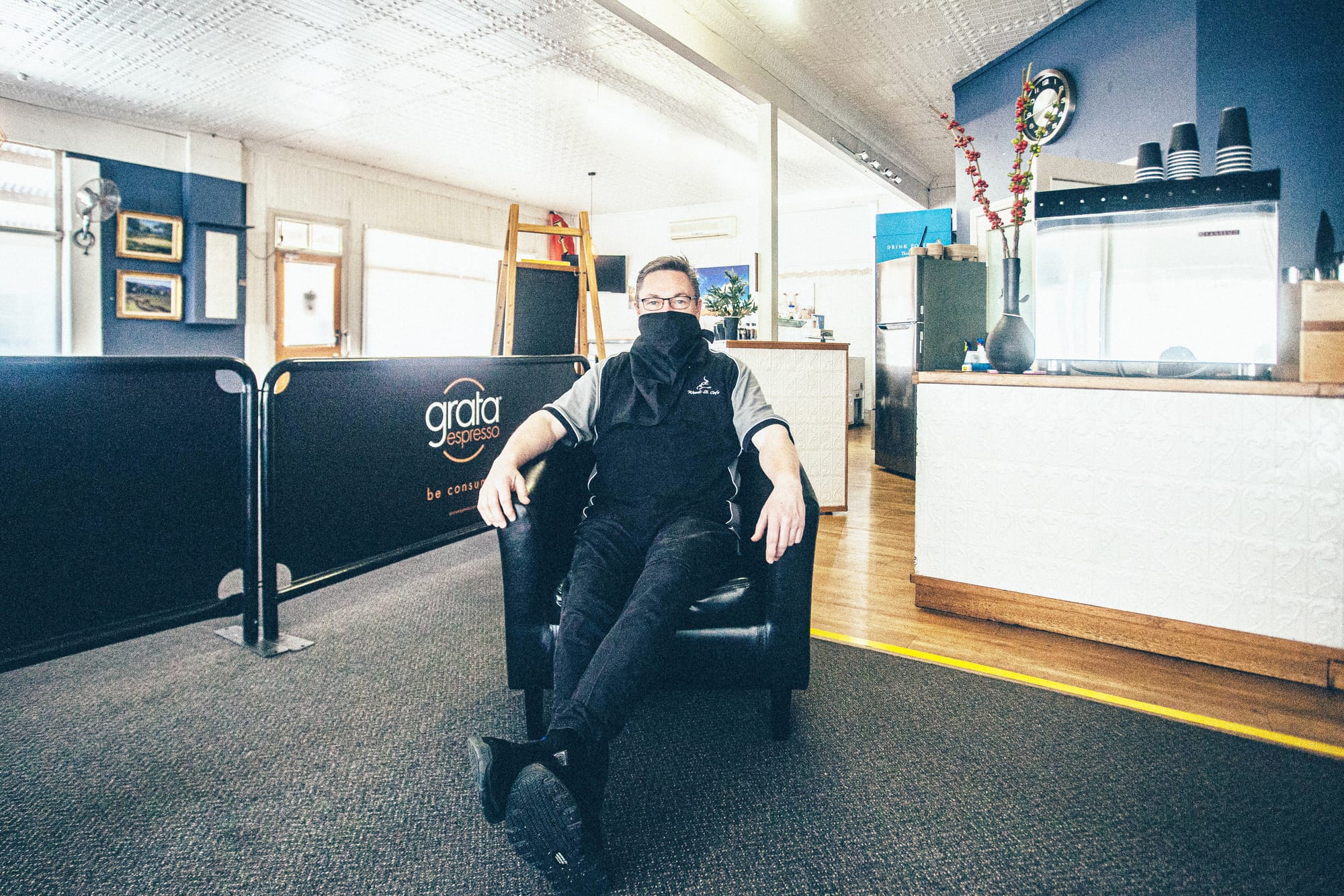 Woods St. Café owner, Peter Dixon says in his interview for the Covid project: “I think we have been lucky as we haven’t had any cases in the area yet. Part of it is good luck and part of it is good management. Being remote does have its advantages at times.”