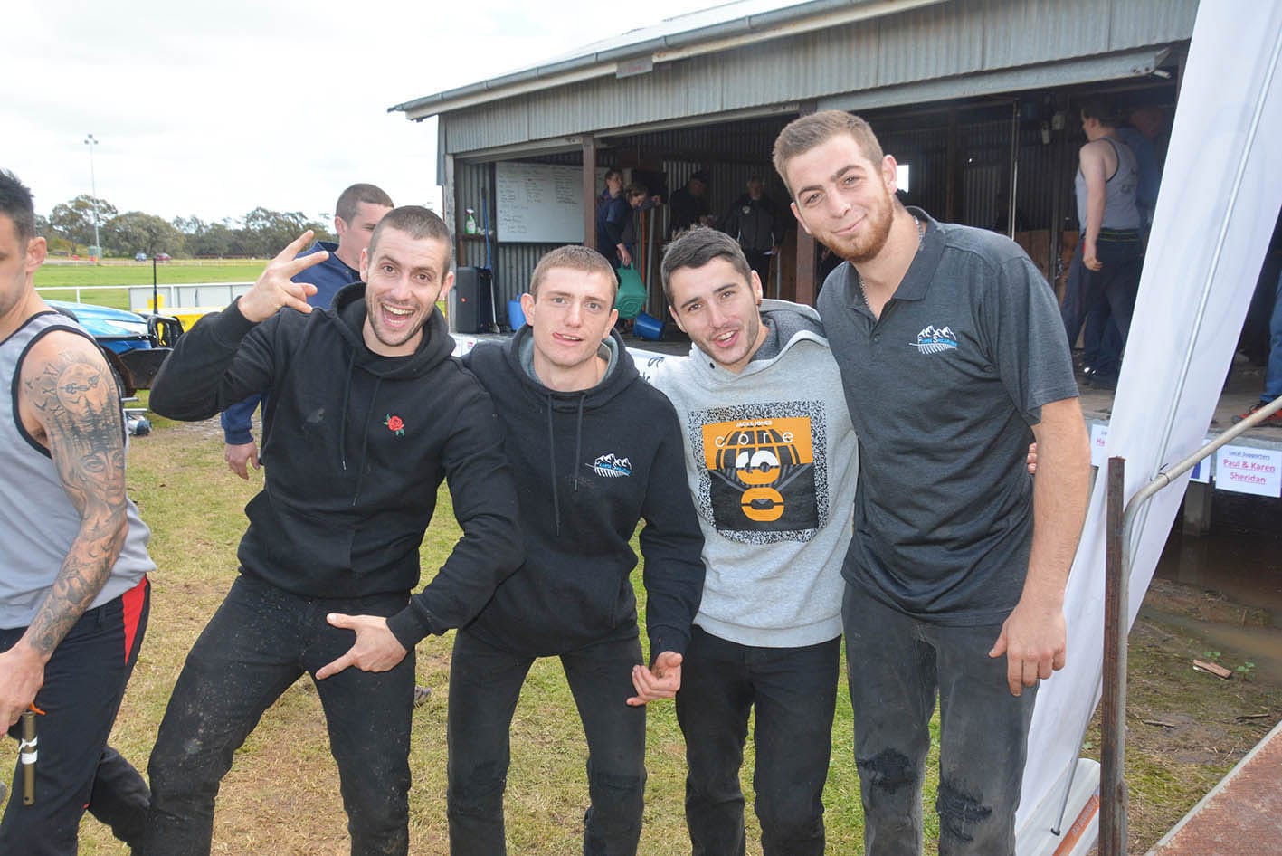 Adding an international flavour to this year’s Donald Show and the shearing competition were french shearers, from left, Alexandra Kerra, Corentin Plancon, Stephane Crelhabe and William Louis Clavel.