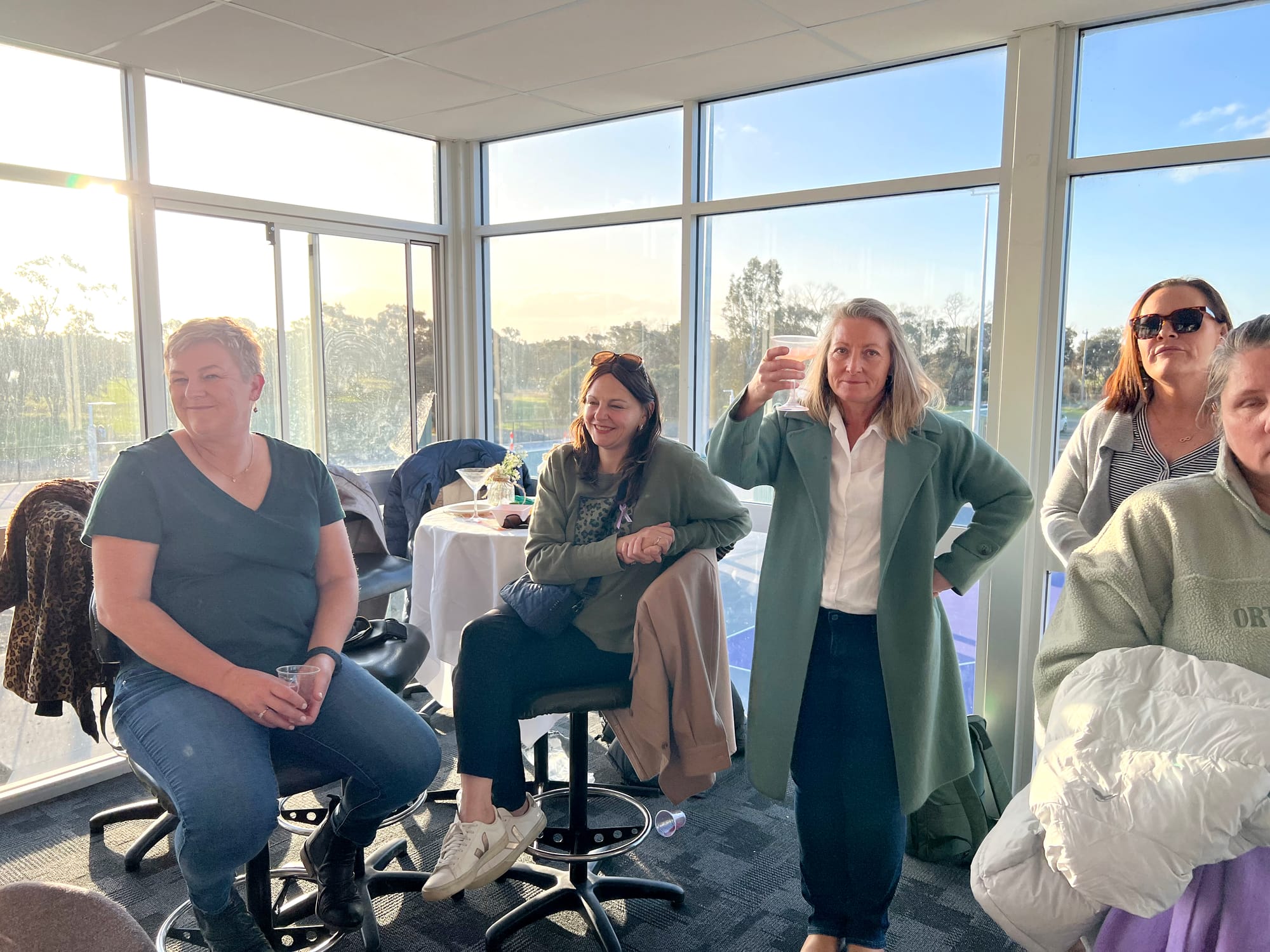 NCNA President Kylie Walsh toasts “Maddi’s Round Ladies Day” Sarah Barber in the background.
