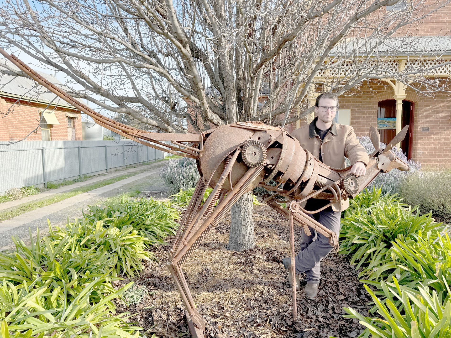 Joel Thiesz with Keith the Kangaroo.